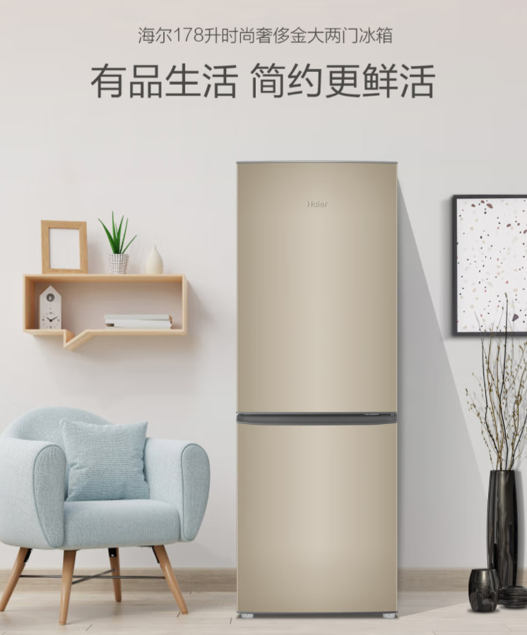 海尔（Haier） BCD-178TMPT 178升两门双门直冷冰箱节能小型冰箱